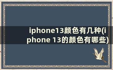 iphone13颜色有几种(iphone 13的颜色有哪些)